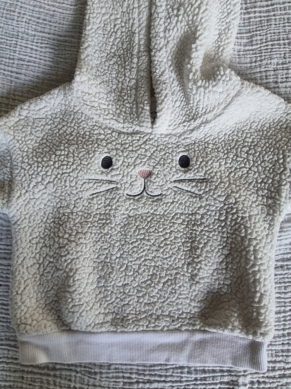 Carter's Cream Sherpa Hoodie with Embroidered Cat Face